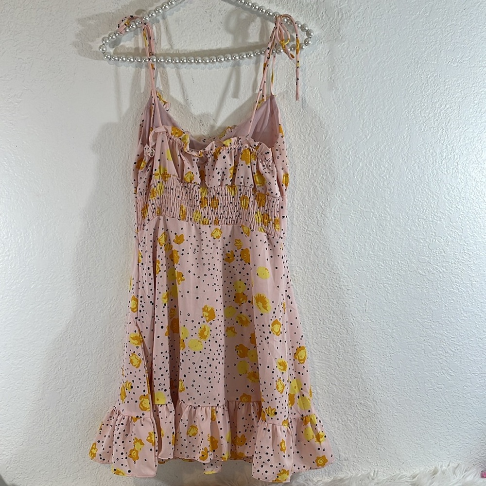 NASTY GAL Petite Floral Polka Dot Tie Mini Dress Size 6 - Picture 6 of 11
